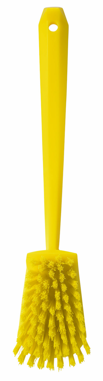 Vikan Washing Brush w/long handle, 415 mm, Hard, Yellow