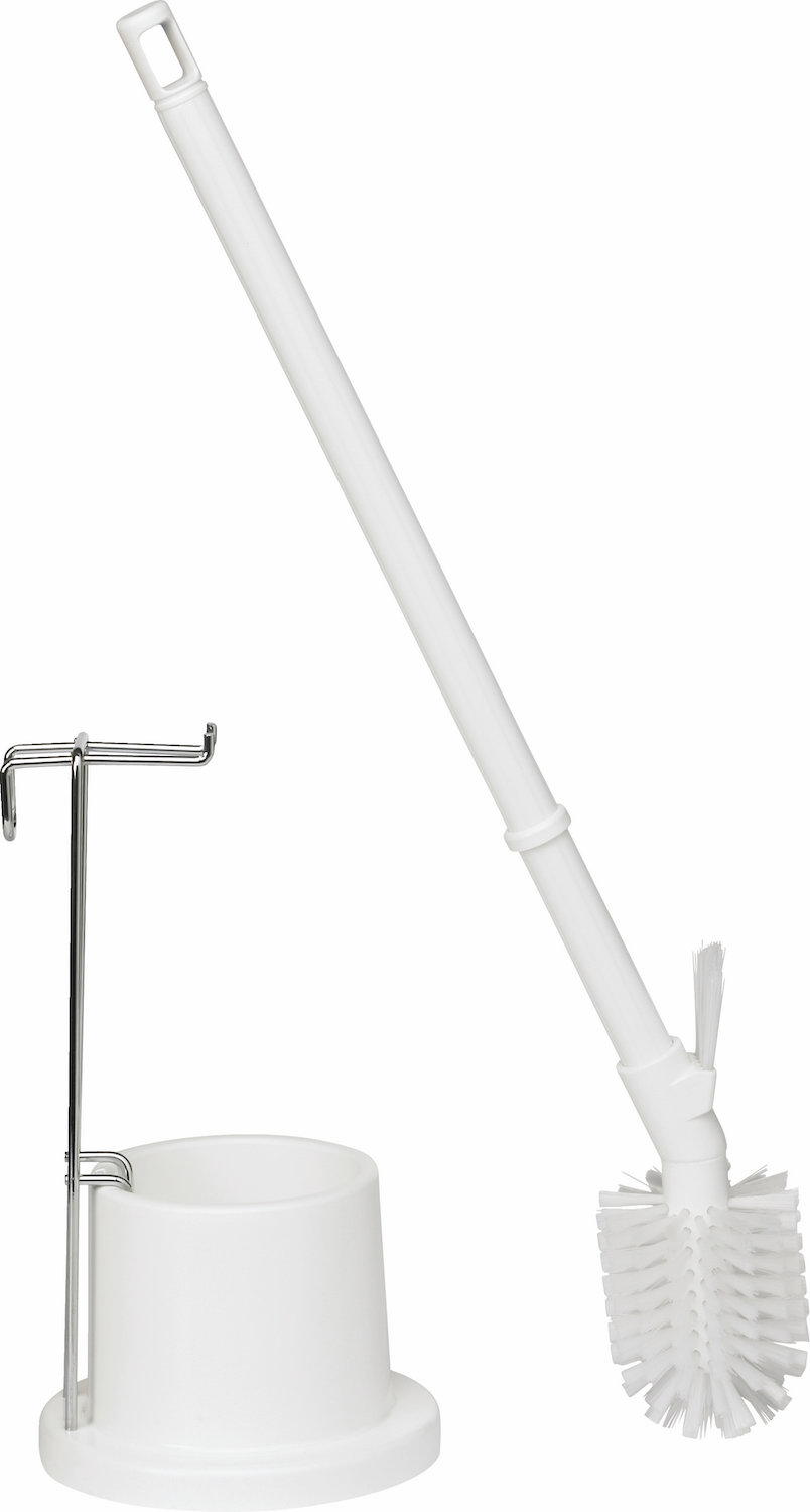 Toilet Brush w/Holder & Wall Bracket, 720 mm, Medium, White