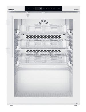 Liebherr MKUv 1613 pharmaceutical refridgerator, +5 °C, 109 L, with medicine drawers, Comfort controller, compliant with DIN 13277, glass door