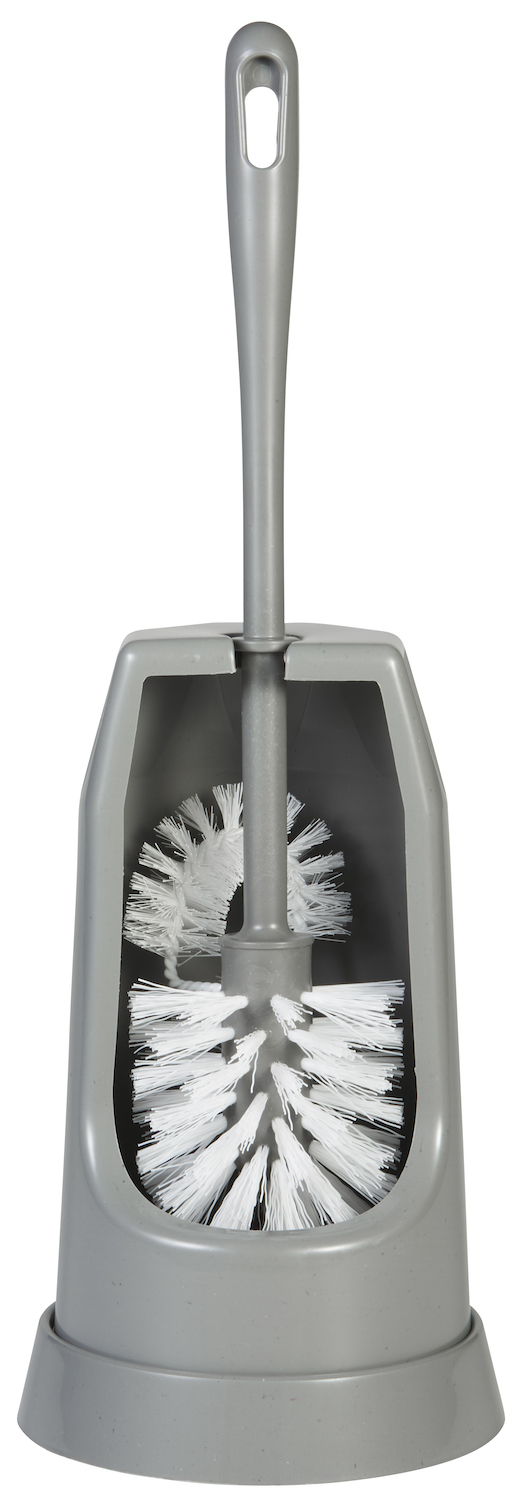 Vikan Toilet Brush w/Rim Brush, 400 mm, Medium, Grey