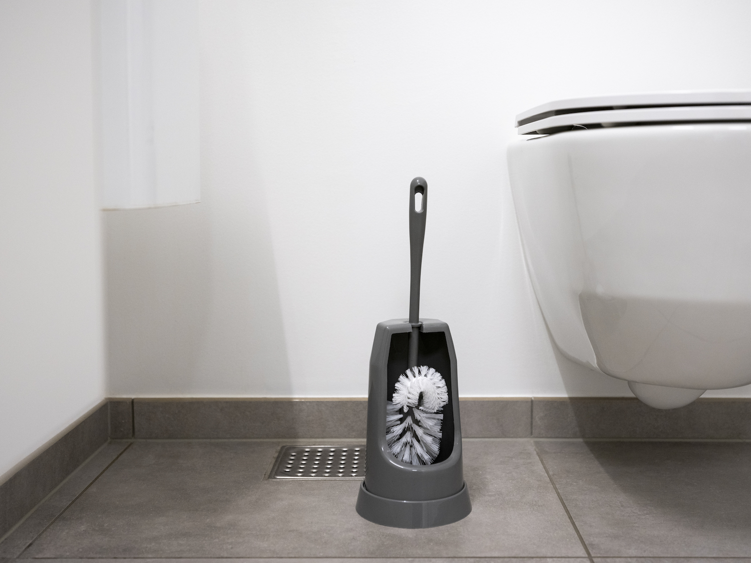 Vikan Toilet Brush w/Rim Brush, 400 mm, Medium, Grey