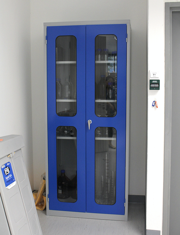 Advancelab Tall storage cabinet, (mm) 900 x 500 x 2100, glass doors, 5 shelvings, electrogalvanised steel