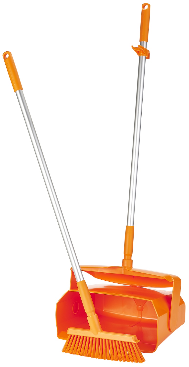 Vikan Dustpan set, closable with broom, 335 mm, Medium, Orange Vikan Dustpan set, closable with broom, 335 mm, Medium, Orange