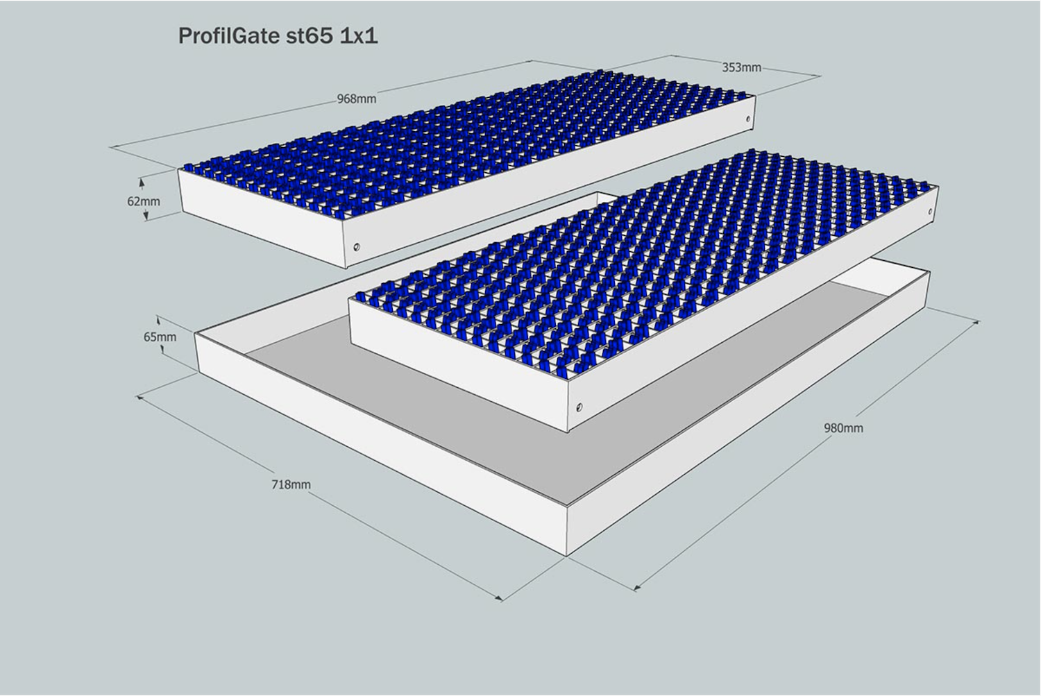 ProfilGate® st65, WLH (mm) 718 x 980 x 65, 1 x V2A-Tray, 2 x Grate