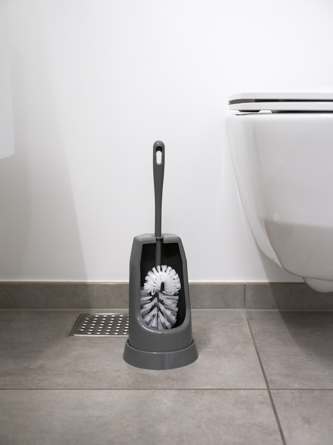 Vikan Toilet Brush w/Rim Brush, 400 mm, Medium, Grey