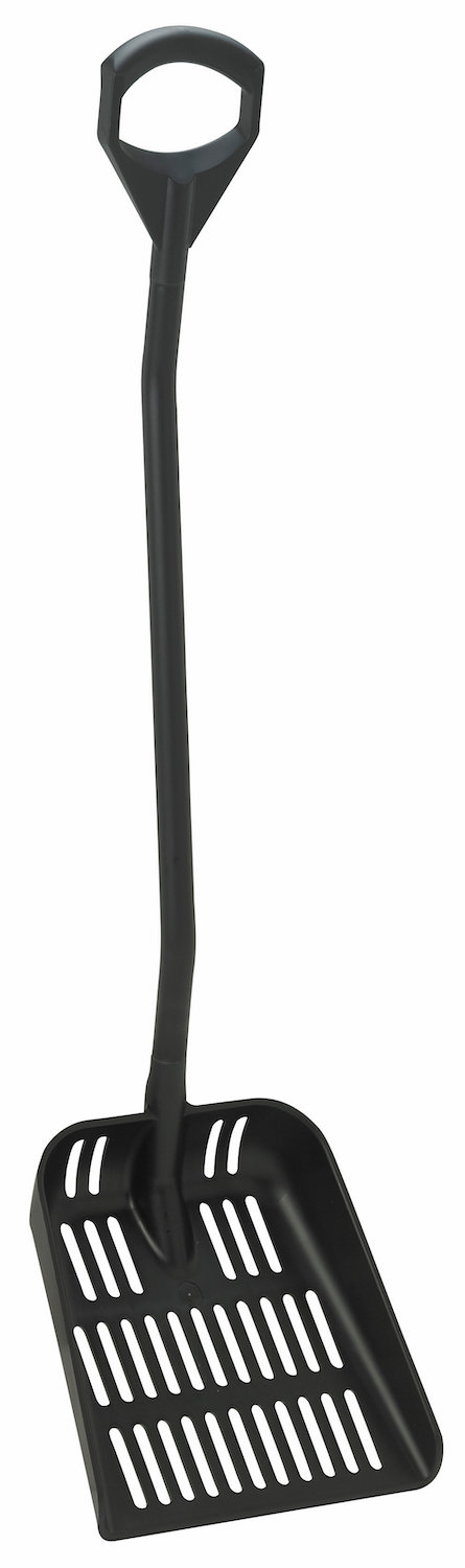 Ergonomic shovel with drain holes, 1305 mm, , Black