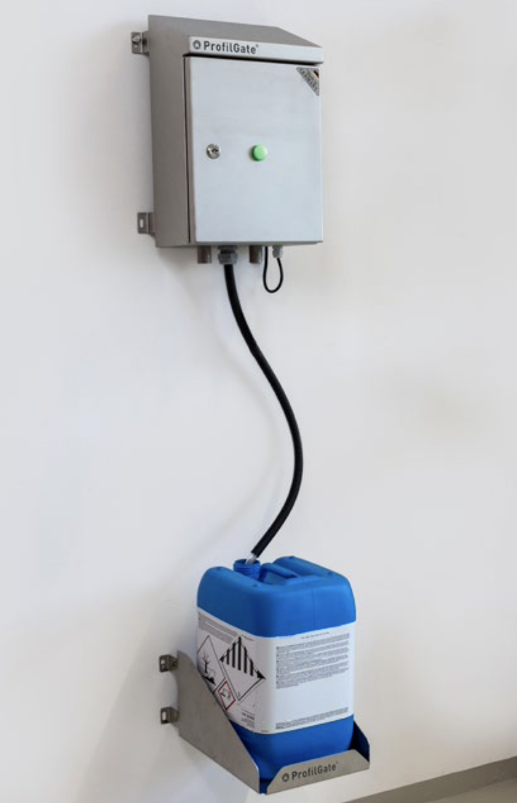 ProfilGate® aqua Dosing Station, WHD (mm) 300 x 380/450 x 200, including 25l canister holder ProfilGate® aqua Dosing Station, WHD (mm) 300 x 380/450 x 200, including 25l canister holder