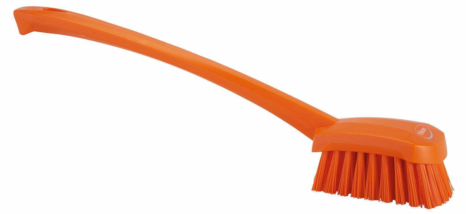 Vikan Washing Brush w/long handle, 415 mm, Hard, Orange