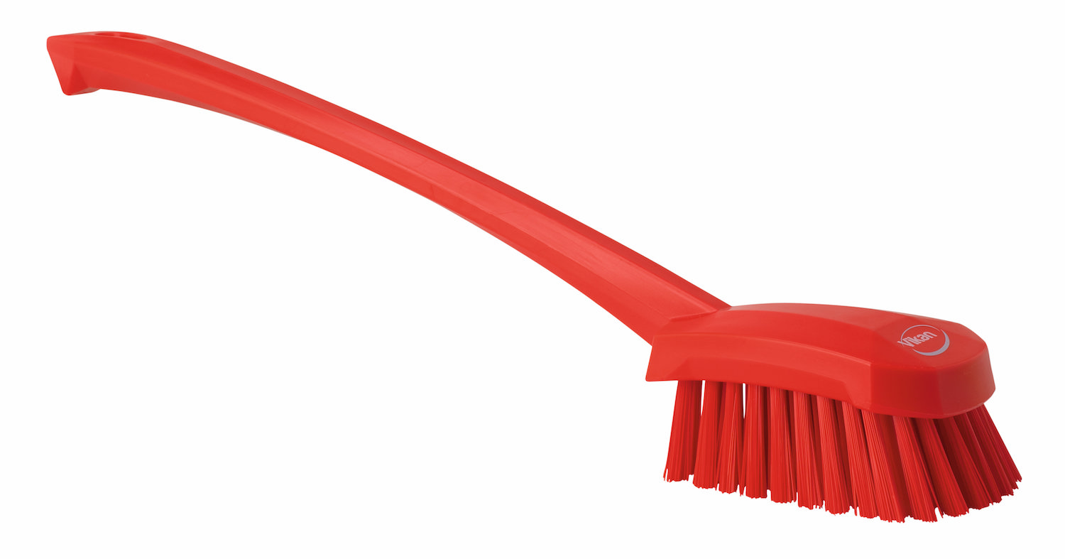 Vikan Washing Brush w/long handle, 415 mm, Hard, Red