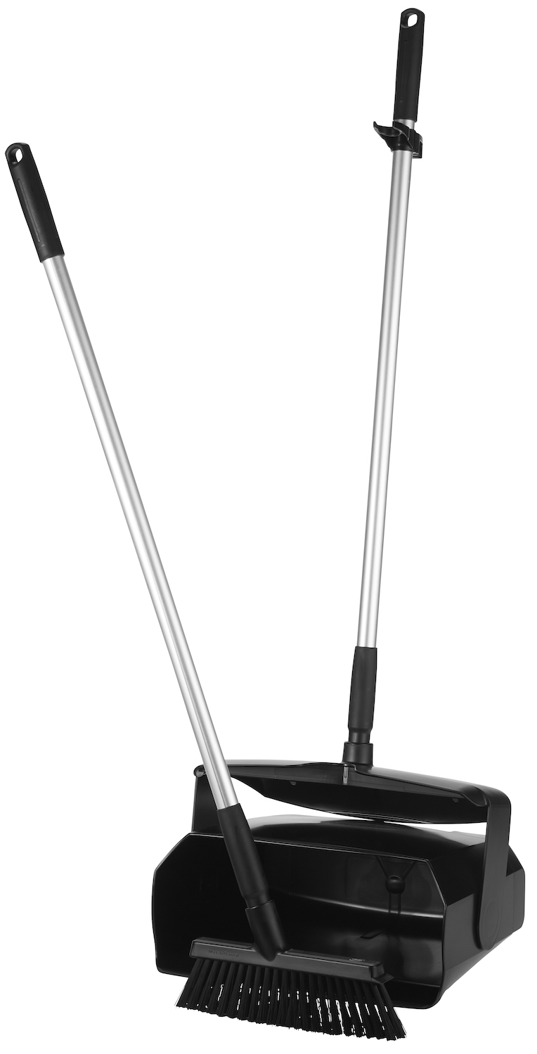 Vikan Dustpan set, closable with broom, 335 mm, Medium, Black
