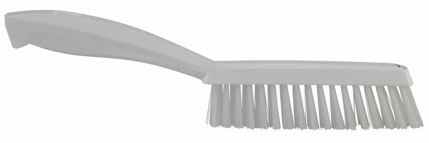 Narrow Hand Brush w/Short Handle, 300 mm, Very hard, White