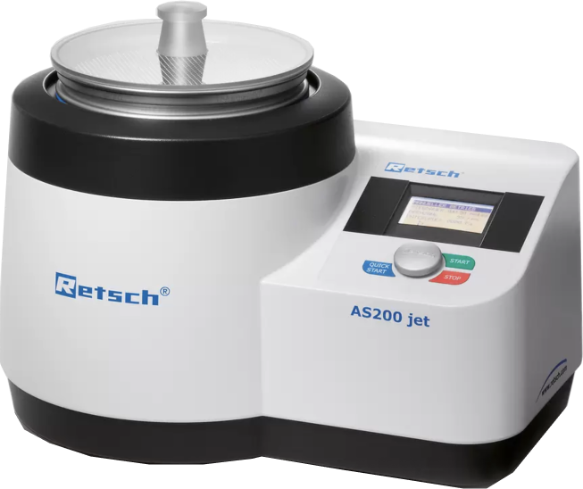 Retsch Air Jet Sieving Machine AS 200 Jet, for test sieves 203 mm (8”) Ø, with manual vacuum regulation, incl. lids for test sieves 1” and 2” height and rubber mallet, 100–240 V, 50/60 Hz, incl. test report acc. to EN 10204 2.2 Retsch Air Jet Sieving Machine AS 200 Jet, for test sieves 203 mm (8”) Ø, with manual vacuum regulation, incl. lids for test sieves 1” and 2” height and rubber mallet, 100–240 V, 50/60 Hz, incl. test report acc. to EN 10204 2.2