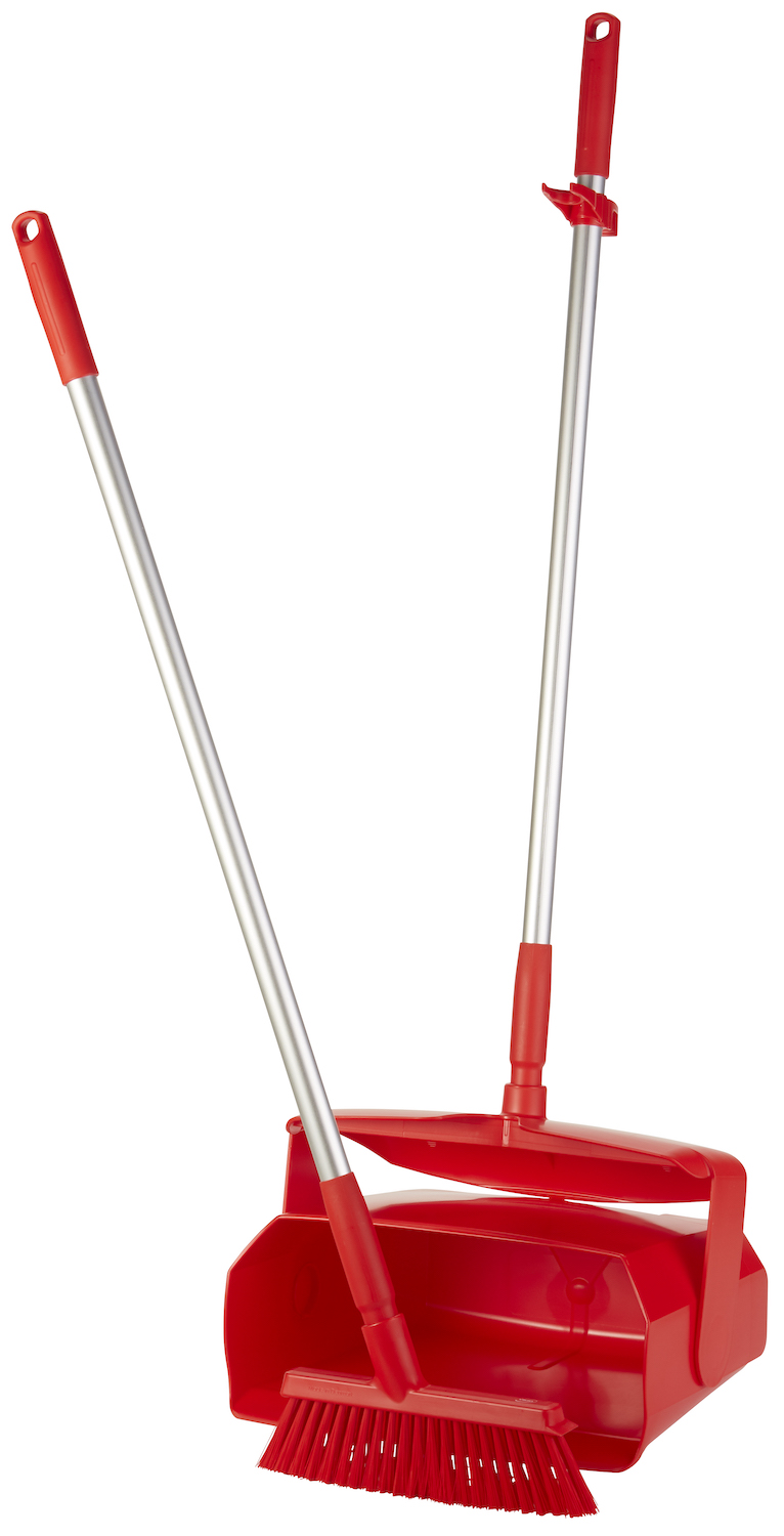 Vikan Dustpan set, closable with broom, 335 mm, Medium, Red