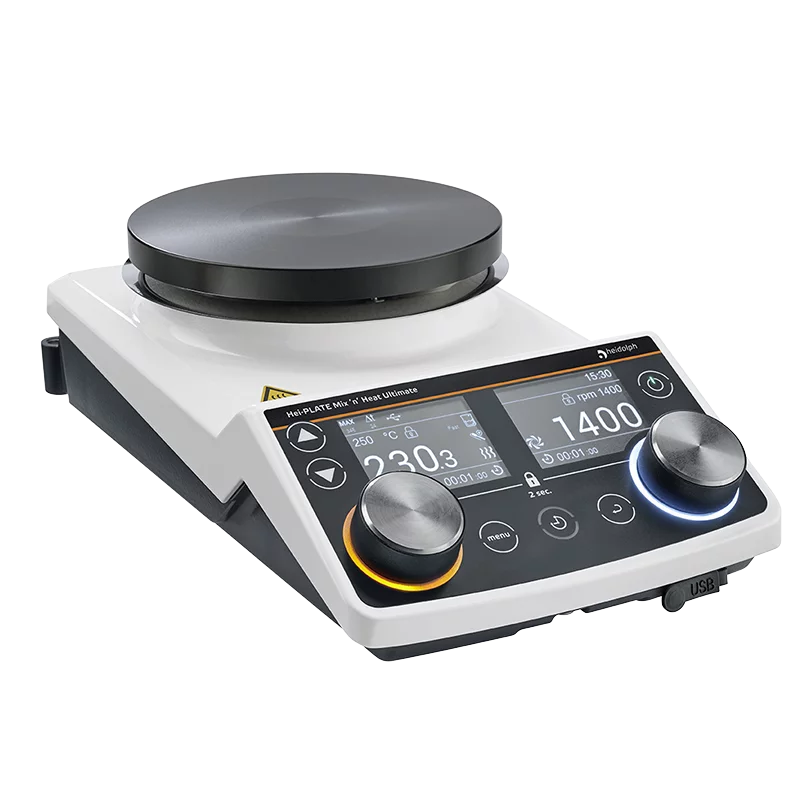 Heidolph Hei-PLATE Mix 'n' Heat Ultimate magnetic stirrer, 145 mm, 20 L, [oC] 20 - 350, Pt100/ Pt1000 ext. temp. sensor, RS232, RJ45 (LAN), USB A, USB B, USB C connection interfaces