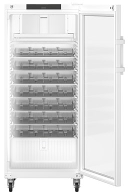 Liebherr HMFvh 5511 pharmaceutical refridgerator, +5 °C, 355 L, with medicine drawers, fan-assisted cooling, compliant with DIN 13277, glass door