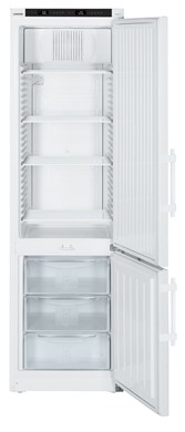 Liebherr LCexv 4010 laboratory fridge-freezer combination, +3 °C ... +16 °C / −9 °C ... −30 °C, 240 L / 105 L, Comfort electronic controller, spark-free interior, steel door